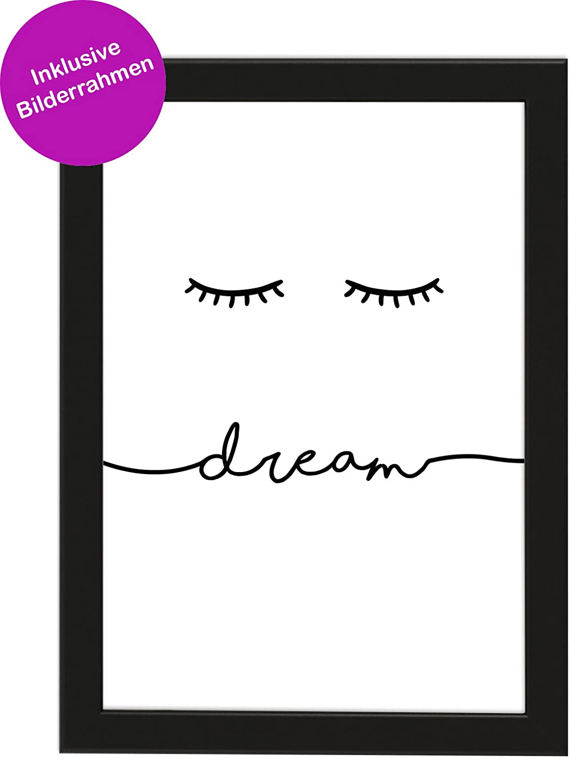 PICSonPAPER Poster DIN A4 Dream, gerahmt mit schwarzem Bilderrahmen, Geschenk, Poster Familie, Geschenkidee, Geburtstagsgeschenk, Poster mit Rahmen (Dream)