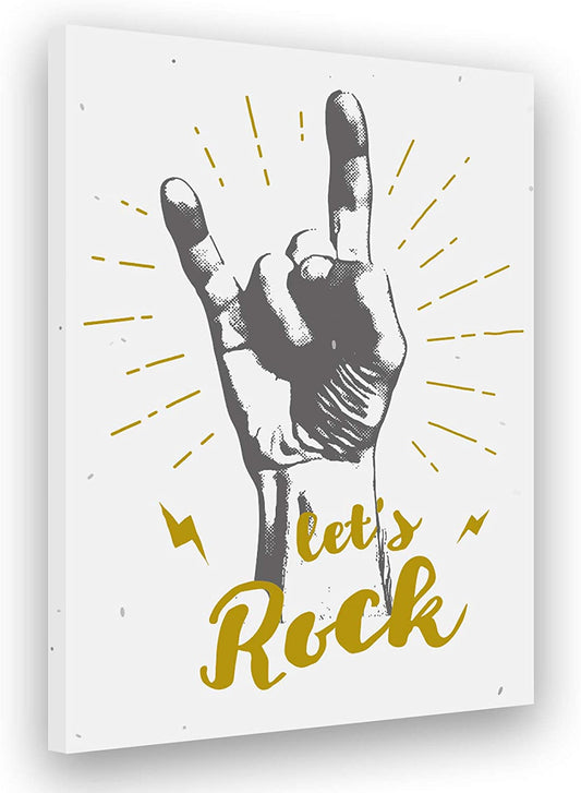 PICSonPAPER Leinwandbild Let's Rock, 50 cm x 70 cm, Dekoration, Wandbild, Leinwand Rock and Roll, Rock'n'Roll, Premium Qualität