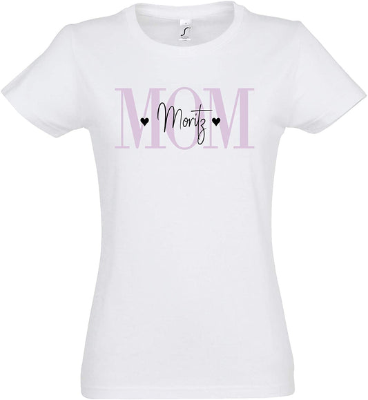 Personalisierbares Damen T-Shirt MOM mit Kindernamen, Mama, Mutter