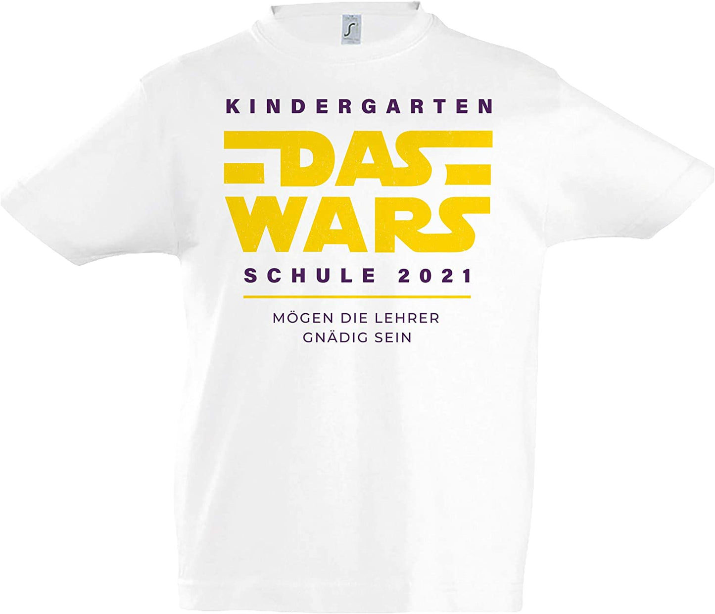 Weisses T-Shirt zur Einschulung Kindergarten DAS Wars Schule 2021 (130/140)