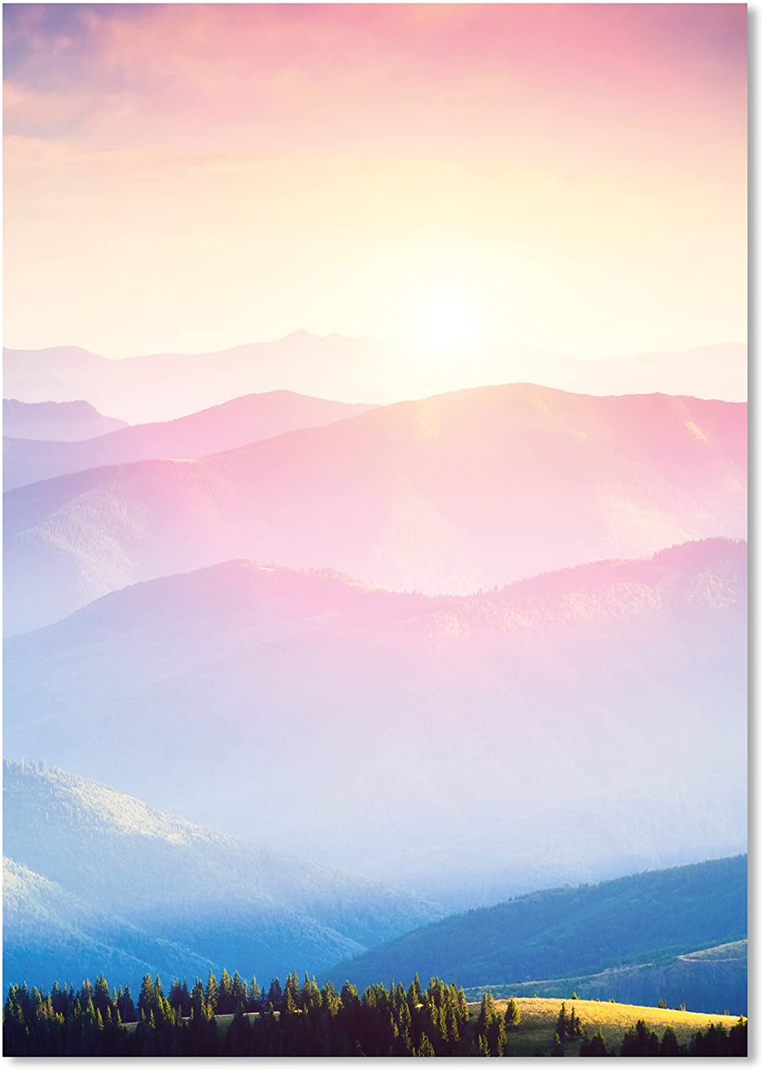 PICSonPAPER Poster Sunny Mountains, ungerahmt DIN A4, Dekoration, Kunstdruck, Wandbild, Fineartprint (Berge, DIN A4)