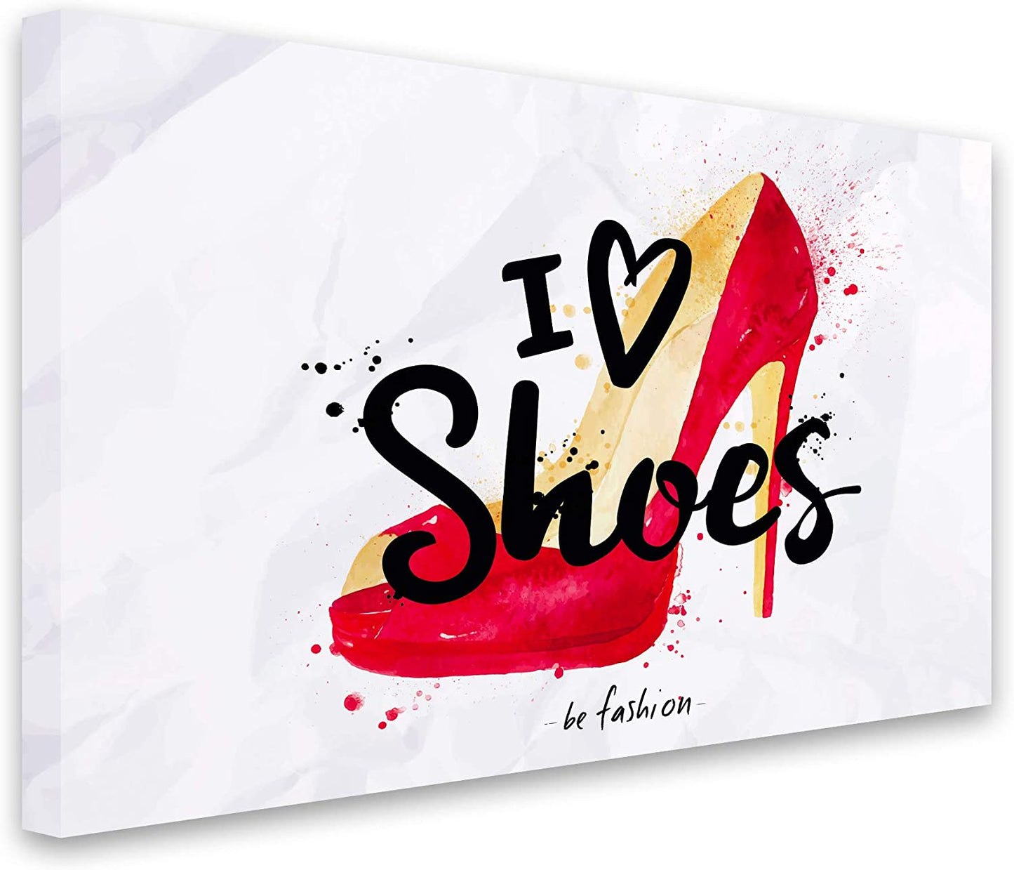 PICSonPAPER Leinwandbild I Love Shoes, 70 cm x 50 cm, Dekoration, Leinwand-Bild, Wandbild, Geschenk, Schuhe, Fashion, Kleidung