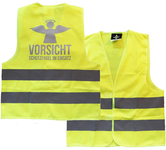 PICSonPAPER Kinder Warnweste Vorsicht Schutzengel im Einsatz Bedruckt mit reflektierender Folie (7-12 Jahre)