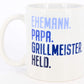 Tasse mit Spruch Ehemann, Papa, Grillmeister, Held, Vatertagsgeschenk, Kaffeetasse, Keramiktasse, Tasse mit Spruch, Tasse Papa