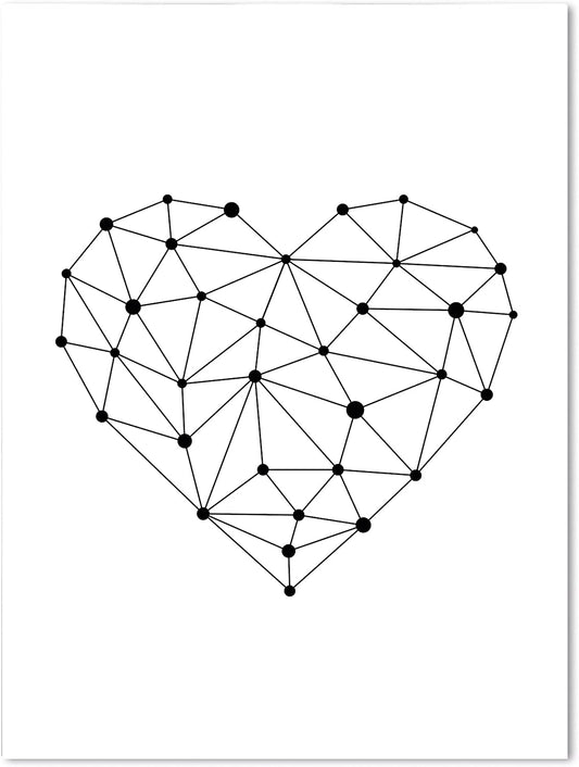 PICSonPAPER Poster Geometric Heart, ungerahmt 30 cm x 40 cm, Dekoration, Kunstdruck, Wandbild, Fineartprint (Geometric Heart, Poster ungerahmt)