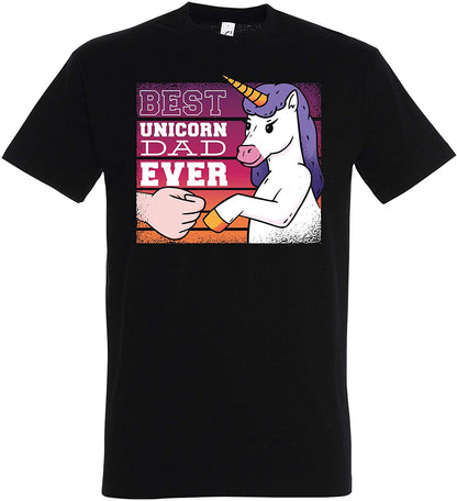 Schwarzes T-Shirt Best Unicorn dad Ever, Einhorn, Geschenk für Papas, Vatertag Geburtstag
