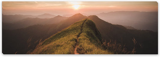 PICSonPAPER Leinwandbild Panorama Berge, 90 cm x 30 cm, Dekoration, Kunstdruck, Wandbild, Geschenk, Leinwand Natur (Berg)