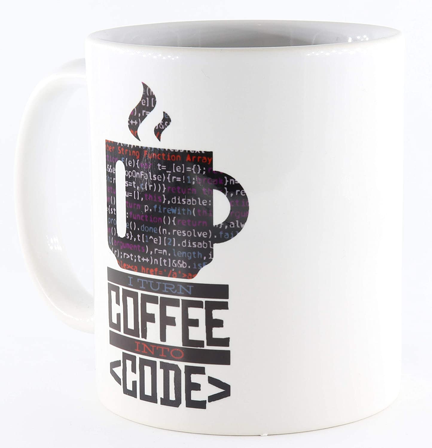PICSonPAPER Tasse mit Spruch I Turn Coffee into Code, Kaffeetasse, Keramiktasse, Tasse mit lustigem Spruch, Nerd-Tasse, Tasse für Programmierer, Tasse für Computerfreaks