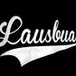 Schwarzes T-Shirt mit weissem Aufdruck Lausbua, Bayrisch Boarisch Bayern Dialekt, freche bayerische Buben (XXL)