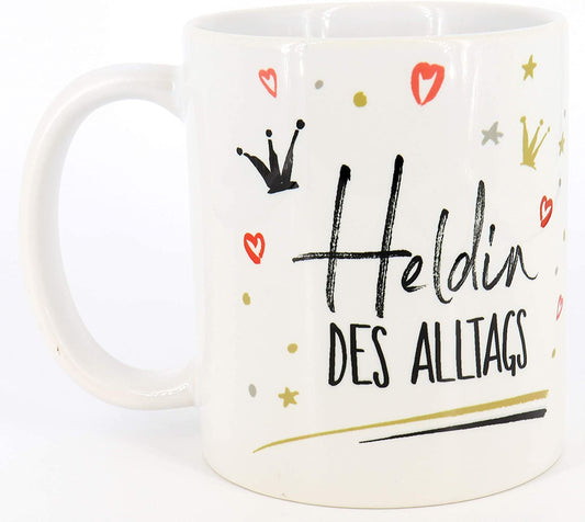 PICSonPAPER Tasse mit Spruch Heldin des Tages, Geschenktasse, Überraschung Geschenk Kaffeetasse Präsent