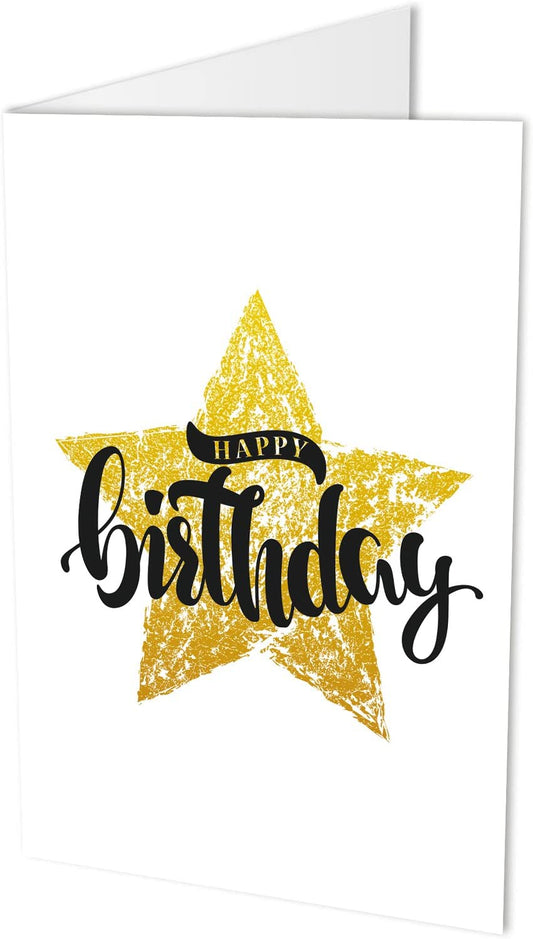 10 Geburtstagskarten (Klappkarten) und 10 hochwertige, haftklebende Umschläge, Happy Birthday