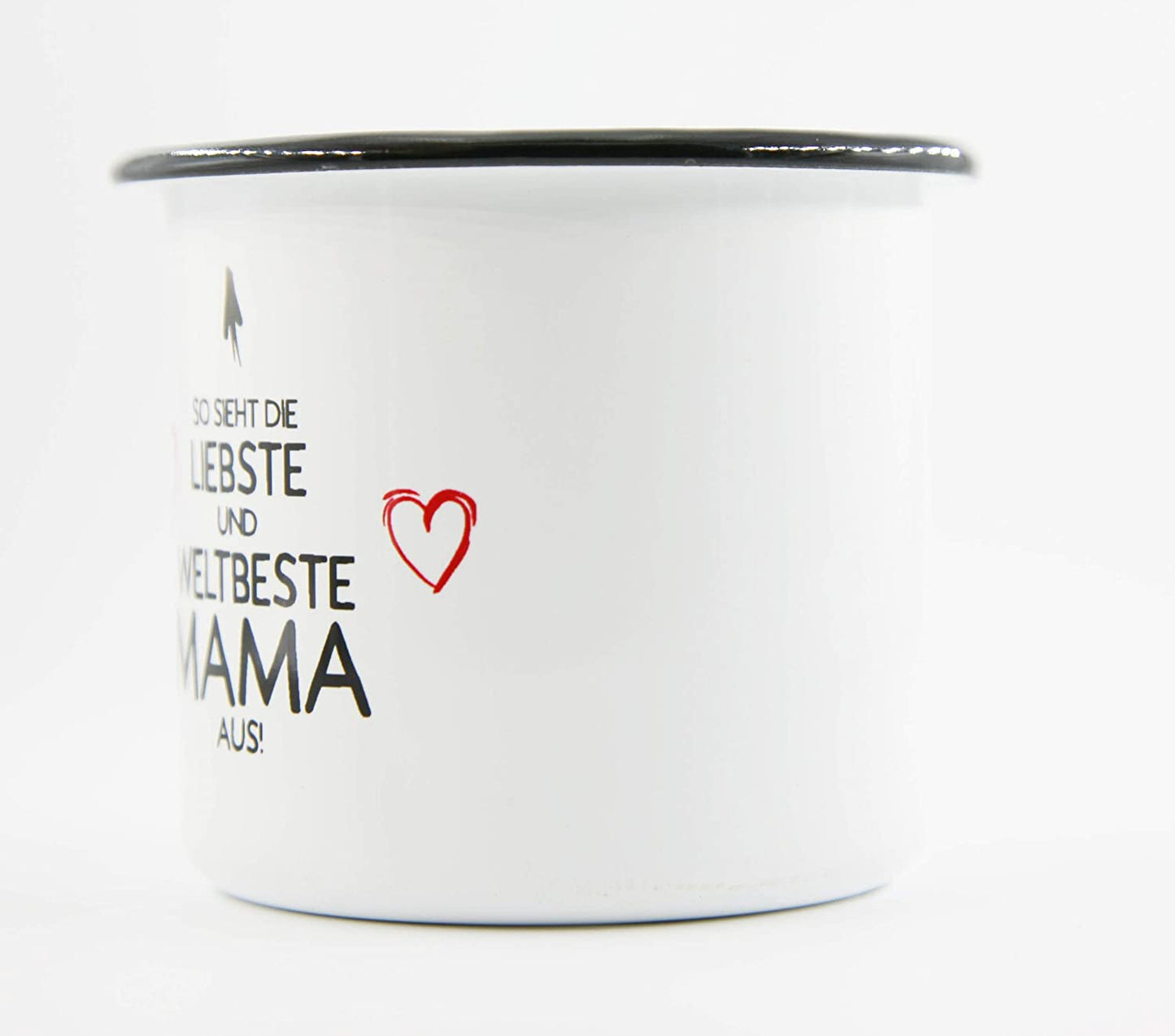 PICSonPAPER Emaille Tasse mit Spruch So Sieht die liebste und Weltbeste Mama aus, Geschenk, Edelstahl-Becher, Metall-Tasse, Muttertagsgeschenk