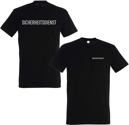 Schwarzes T-Shirt beidseitig mit reflektierender Folie Bedruckt EINLASSKONTROLLE, Sicherheitsdienst Kontrolle Security Supermarkt