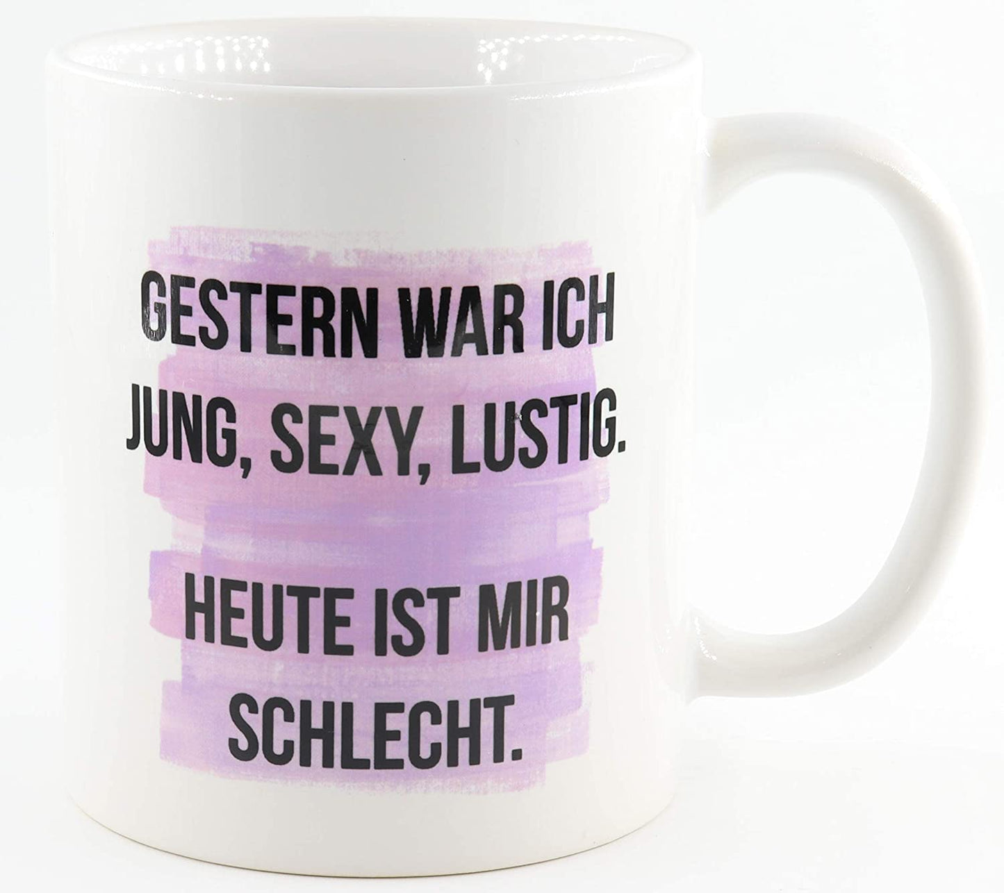 PICSonPAPER Tasse mit Spruch Gestern war ich jung, sexy, lustig. Heute ist Mir schlecht. Kaffeetasse, Keramiktasse, Tasse mit Spruch, Katerfrühstücks-Tasse