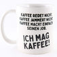 PICSonPAPER Tasse mit Spruch Kaffee redet Nicht, Geschenk, Kaffeetasse, Keramiktasse, Tasse mit Grafik (Mag Kaffee)