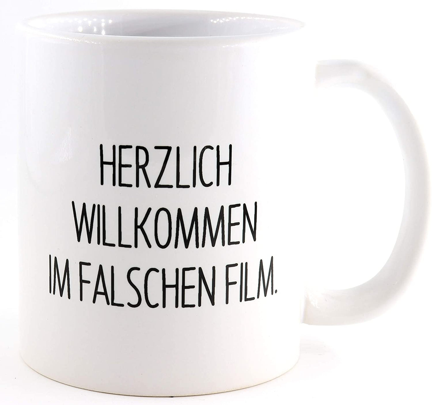 Tasse mit Spruch Willkommen im falschen Film, Kaffeetasse, Keramiktasse, Tasse mit lustigem Spruch