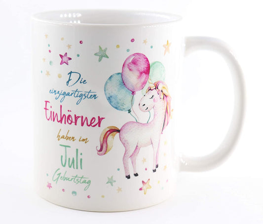 Tasse mit Einhorn und Spruch Die einzigartigsten Einhörner haben im Juli Geburtstag, Geschenk, Einhorntasse, Kaffeetasse, Keramiktasse, Geburtstagsgeschenk, Tasse mit Spruch, lustige Tasse (Juli)