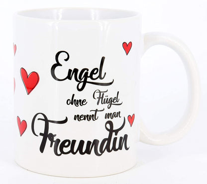 Tasse mit Spruch Engel ohne Flügel nennt man Freundin, Kaffeetasse, Keramiktasse, Tasse mit Spruch, Tasse Freundin, Geschenk