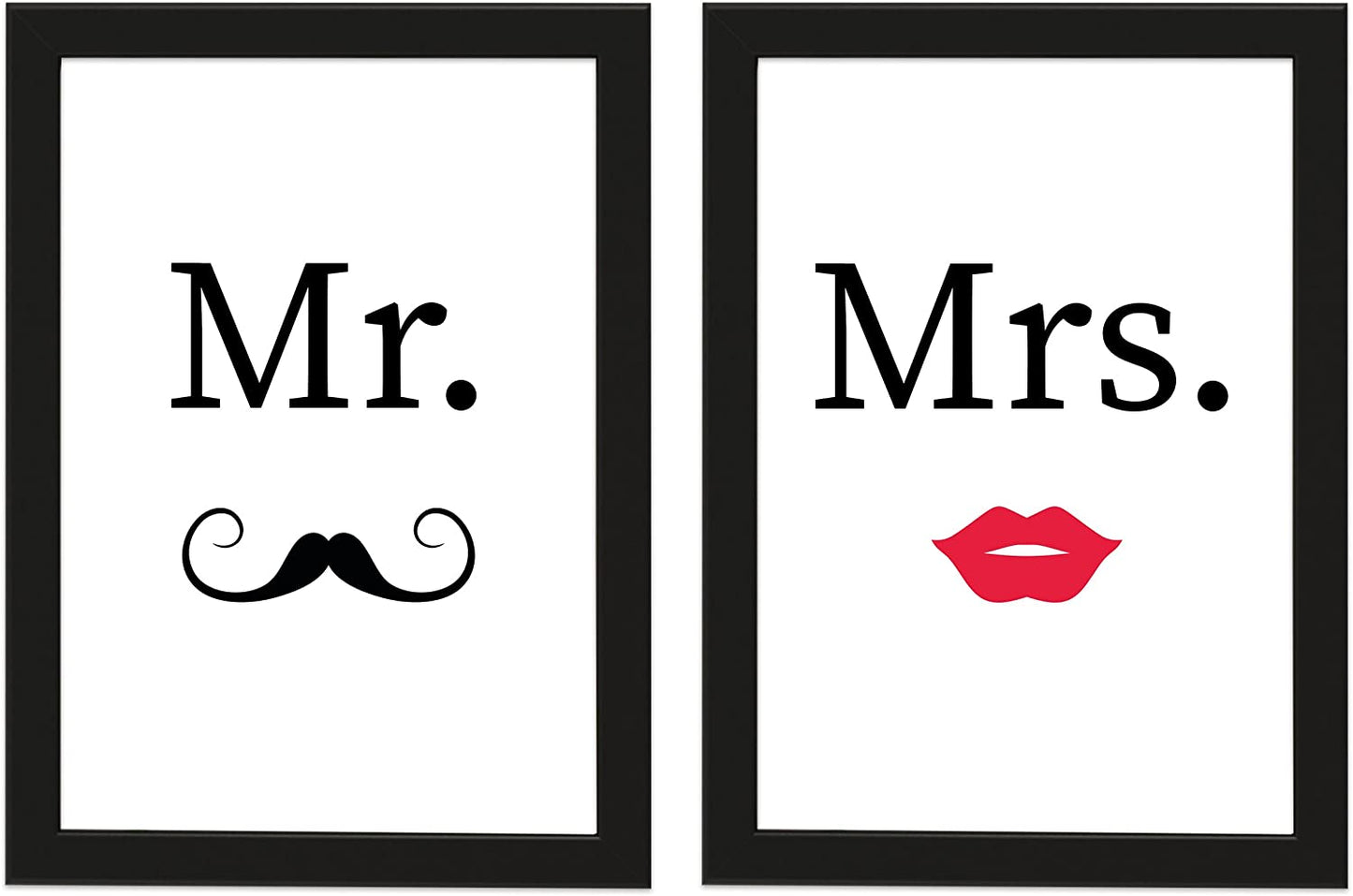 PICSonPAPER Poster 2er-Set Mr. & Mrs, schwarz gerahmt DIN A4, Dekoration, Kunstdruck, Wandbild, Schlafzimmerdeko, Typographie, Geschenk zur Hochzeit (Mr. & Mrs, Din A4 schwarz gerahmt)