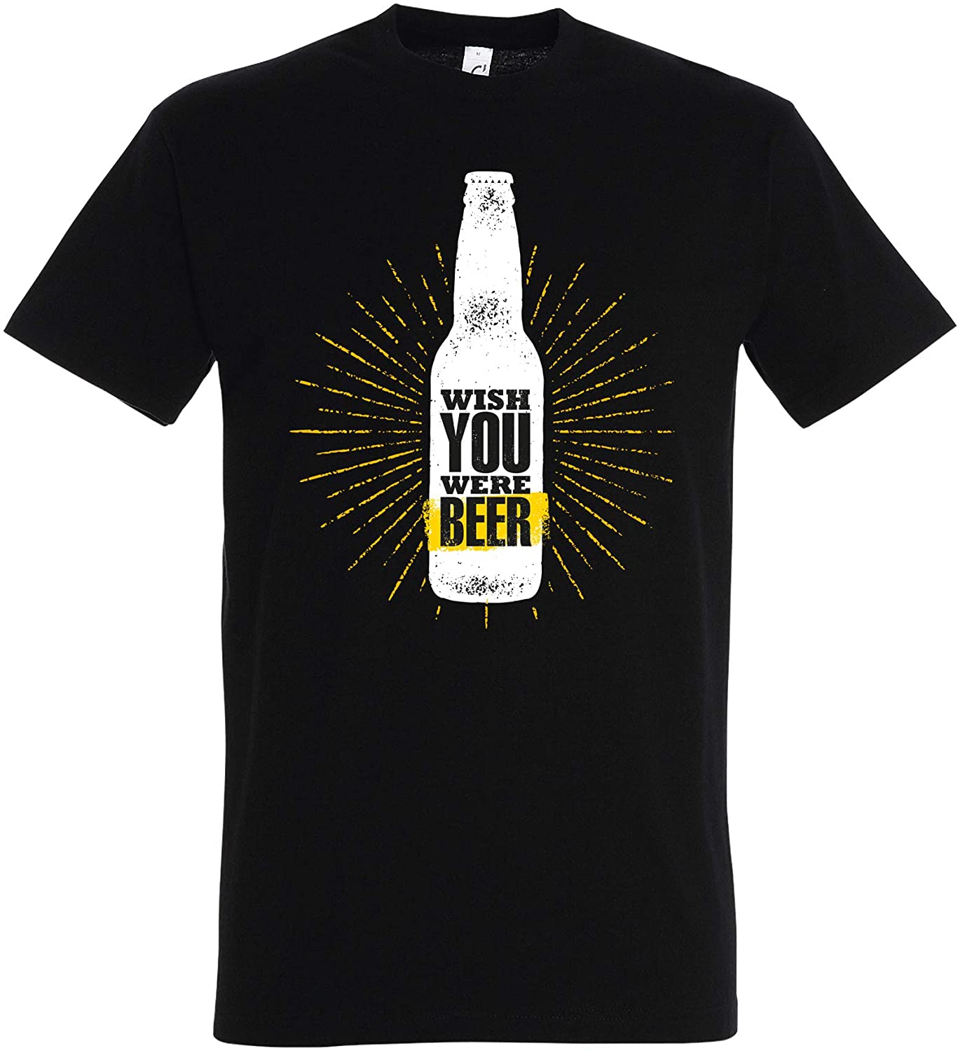 Schwarzes T-Shirt Wish You were Beer, Funshirt, Trinken, Bier-Liebhaber, Bierflasche, Bier Trinken