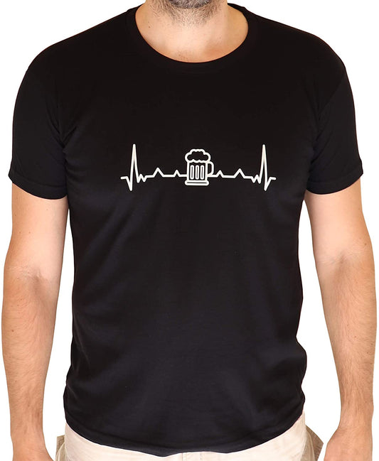 T-Shirt Bier-EKG, Funshirt, Trinken, Herzschlag, Puls, Geschenk