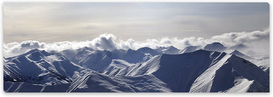 PICSonPAPER Leinwandbild Panorama Alpen, 90 cm x 30 cm, Dekoration, Kunstdruck, Wandbild, Geschenk, Leinwand Berge, Natur (Alpen)