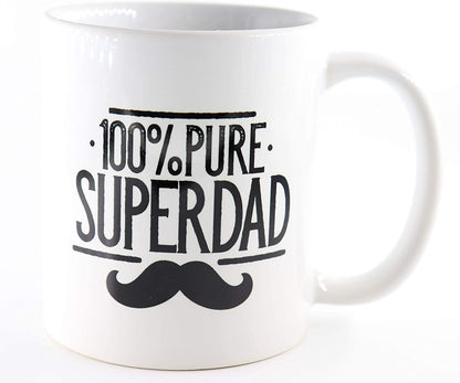 PICSonPAPER Tasse mit Spruch 100% Pure Superdad, Vatertagsgeschenk, Kaffeetasse, Keramiktasse, Tasse mit Spruch, Tasse Papa, Tasse Vatertag