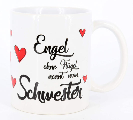 Tasse mit Spruch Engel ohne Flügel nennt man Schwester, Kaffeetasse, Keramiktasse, Tasse mit Spruch, Tasse Schwester, Geschenk