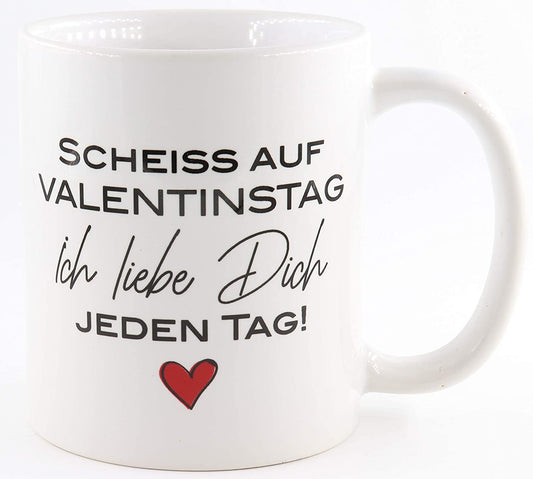 PICSonPAPER Tasse Scheiss auf Valentinstag, Valentinstagsgeschenk für Sie und Ihn, Kaffeetasse, Keramiktasse