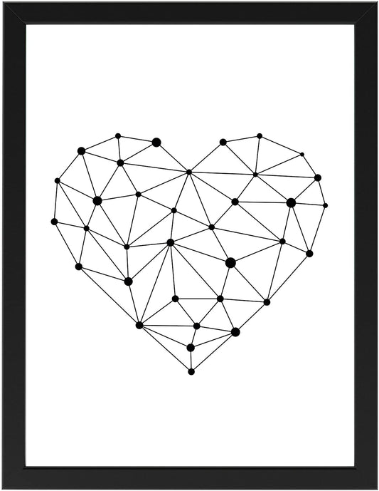 PICSonPAPER Poster Geometric Heart, schwarz gerahmt 30 cm x 40 cm, Dekoration, Kunstdruck, Wandbild, Fineartprint (Geometric Heart, Poster schwarz gerahmt)