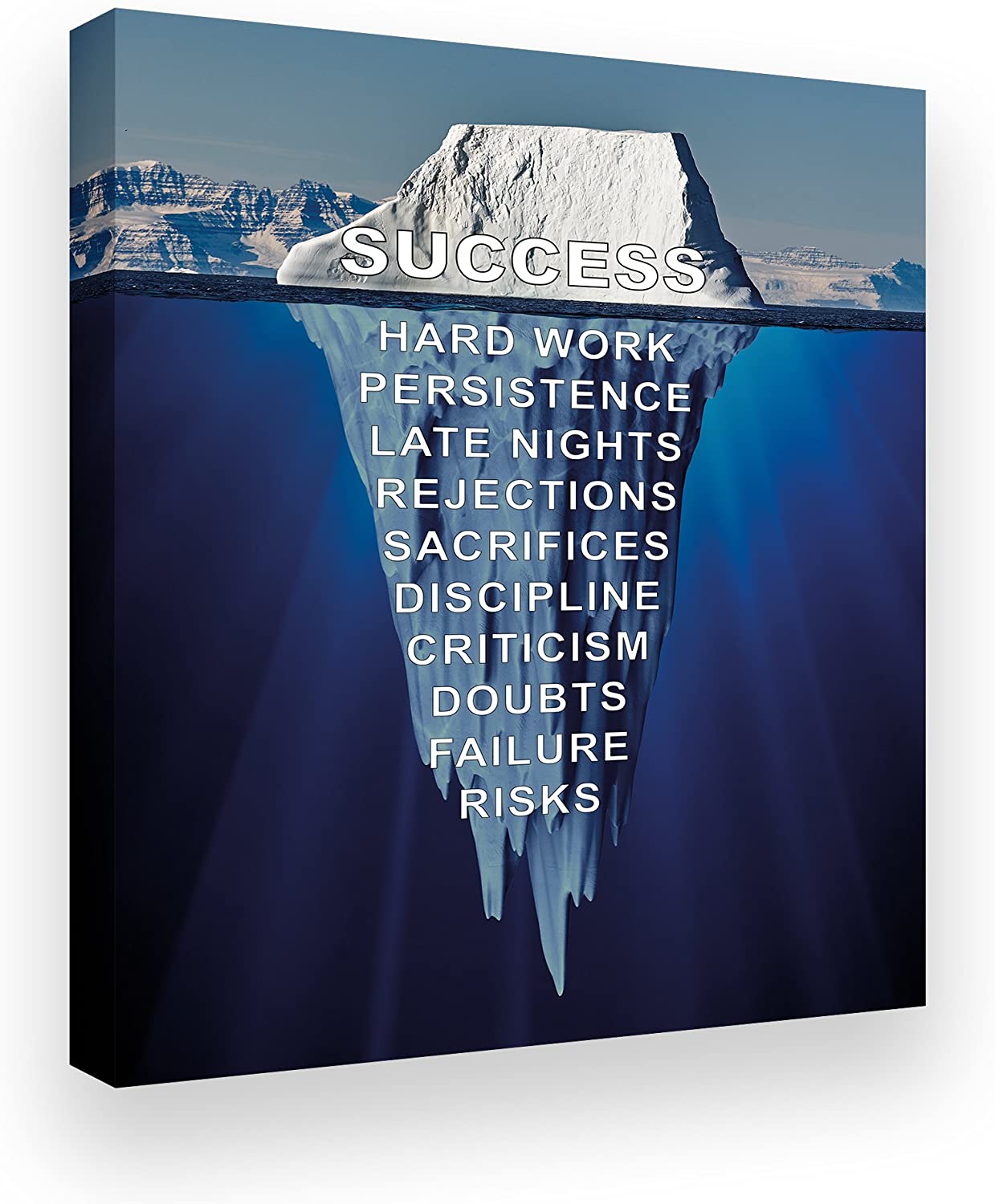 PICSonPAPER Leinwandbild 30 cm x 40 cm, Iceberg of Success, Geschenk, Geschenkidee, Motivationsposter, Motivations-Leinwand, Kunstdruck, Motivationsbild