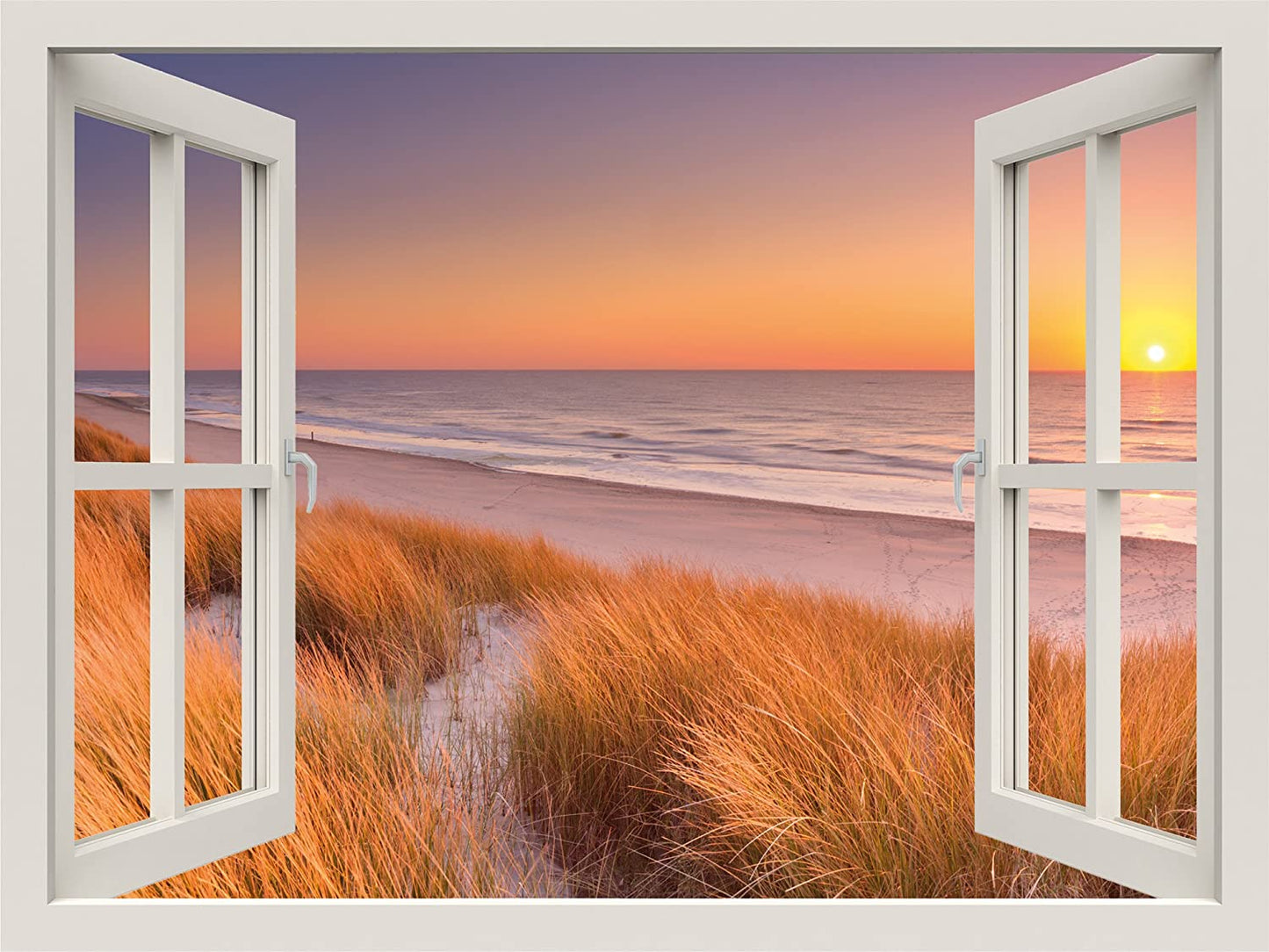 PICSonPAPER Leinwandbild Fenster zum Sonnenuntergang Nordsee, 40 cm x 30 cm, Dekoration, Kunstdruck, Wandbild, Geschenk, Leinwand Natur, Meer, Strand