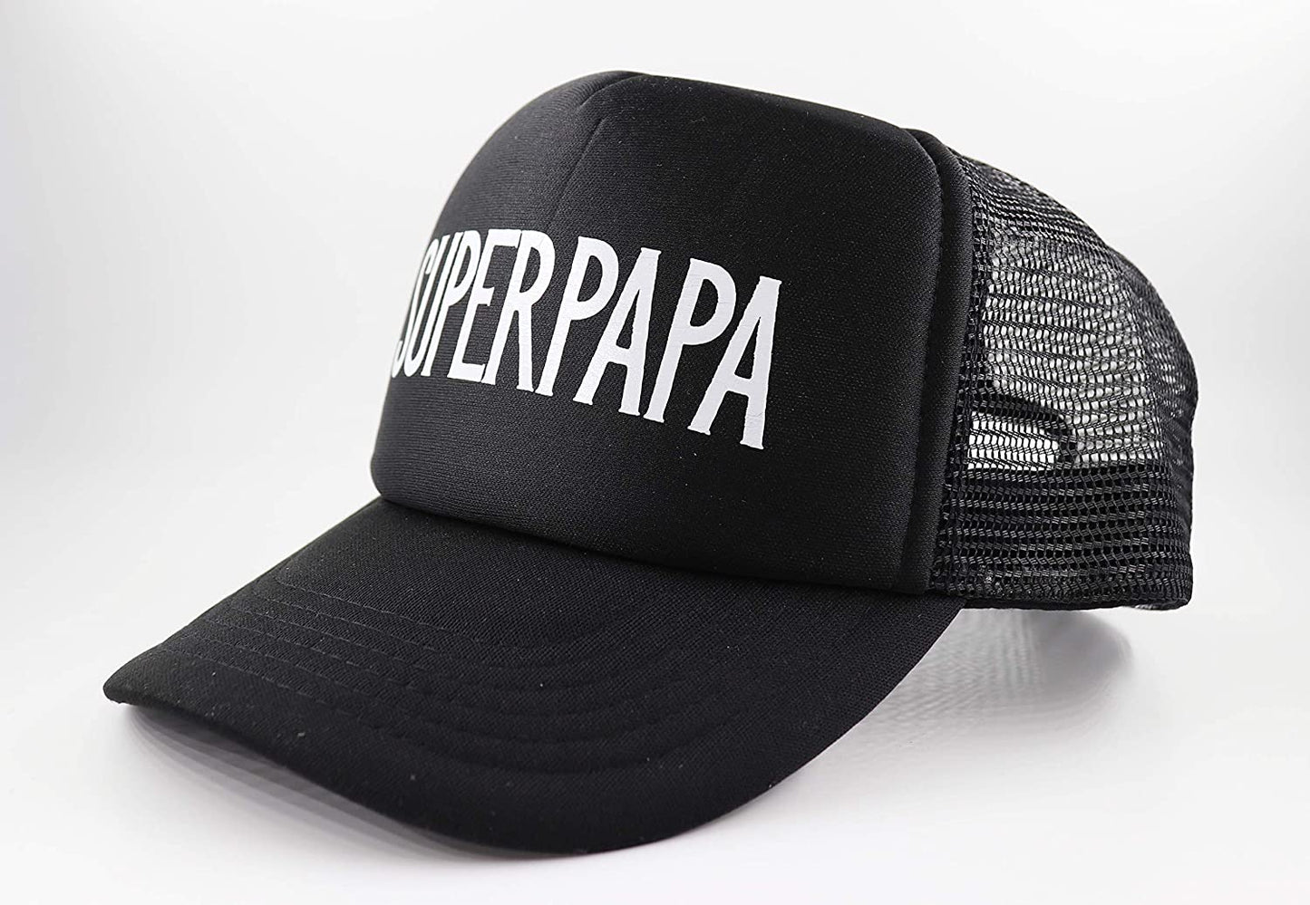 PICSonPAPER Herren Mesh Cap schwarz mit Aufdruck/Print Superpapa, Cap mit Spruch zum Vatertag, Vatertagsgeschenk