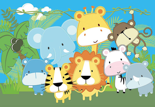 Hochwertiges Kinderposter Jungle-Tiere, 100 cm breit x 70 cm hoch, Dekoration, Kunstdruck, Wandbild, Fineartprint, Wandposter Poster für Kinderzimmer, Poster für Kinder, Kinderposter (Jungle3)