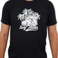 Surf-T-Shirt, Schwarzes T-Shirt mit weissem Aufdruck, Surfgrafik, Surfer