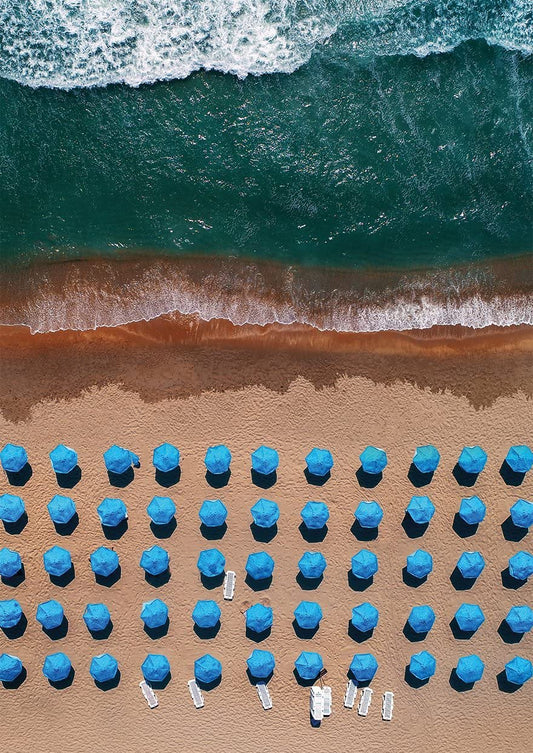 PICSonPAPER Kunstdruck DIN A4 Beach, ungerahmt, Geschenk, Poster, Geschenkidee, Geburtstagsgeschenk, Wandbild, Strand von Oben (Ohne Bilderrahmen)