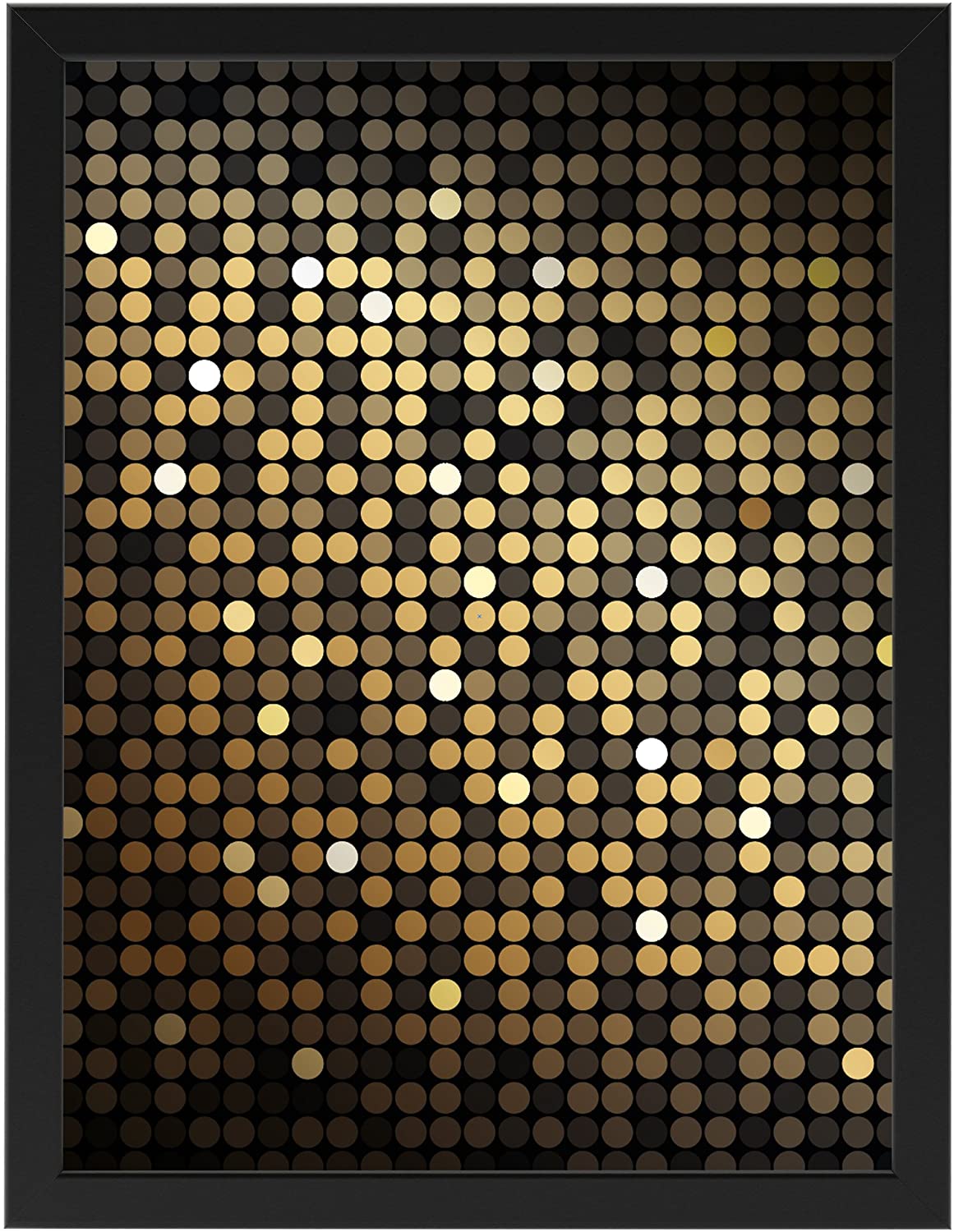 PICSonPAPER Poster Golden Dots, schwarz gerahmt 30 cm x 40 cm, Dekoration, Kunstdruck, Wandbild, Fineartprint, Wandposter, Poster mit Rahmen