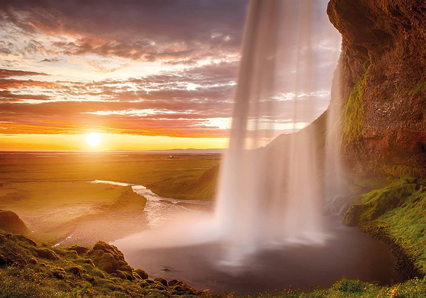 PICSonPAPER Hochwertiges Poster Seljalandsfoss Wasserfall, 100 cm breit x 70 cm hoch, Dekoration, Kunstdruck, Wandbild, Fineartprint, Premium Qualität