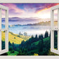 PICSonPAPER Leinwandbild Fenster Landschaft mit Bergen, 40 cm x 30 cm, Dekoration, Kunstdruck, Wandbild, Geschenk, Leinwand Natur