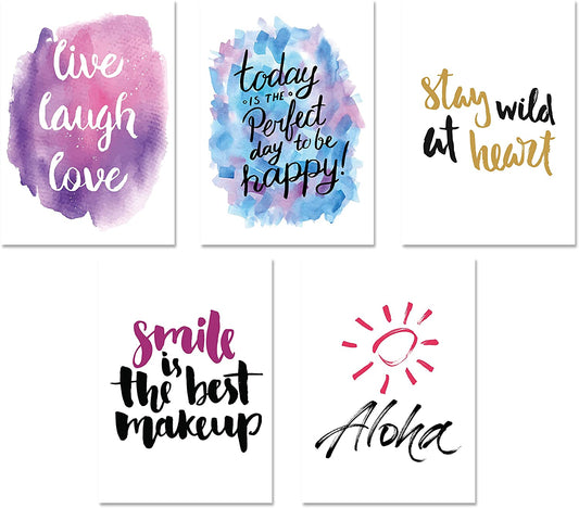 PICSonPAPER Poster 5er-Set Typo, DIN A4 oder DIN A3, Dekoration fürs Wohnzimmer oder Büro, Dekoposter, Motivation, Sprüche, Quote, Kunstdruck, Geschenk, Wandbild