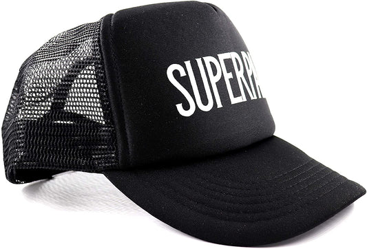 PICSonPAPER Herren Mesh Cap schwarz mit Aufdruck/Print Superpapa, Cap mit Spruch zum Vatertag, Vatertagsgeschenk