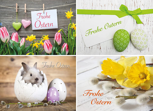 Osterkarten-Set mit 20 Osterpostkarten - 4 Motive mit jeweils 5 Osterkarten