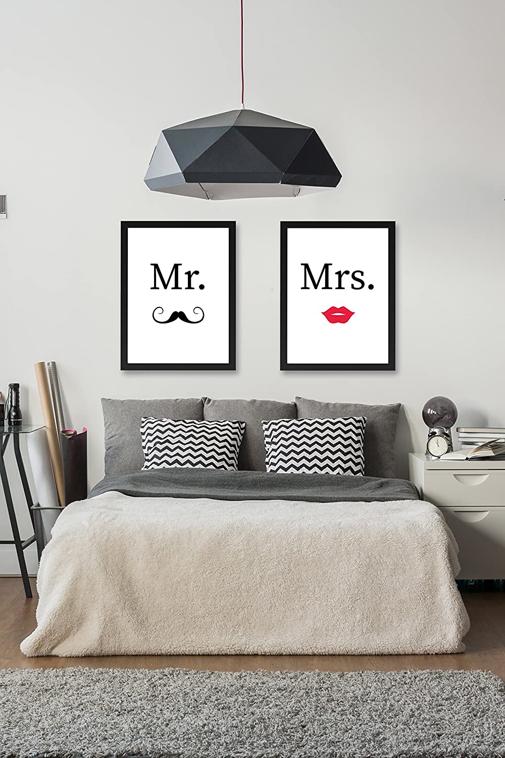 PICSonPAPER Poster 2er-Set Mr. Right & Mrs. Always Right, ungerahmt DIN A4, Dekoration, Kunstdruck, Wandbild, Schlafzimmerdeko, Typographie, Geschenk zur Hochzeit