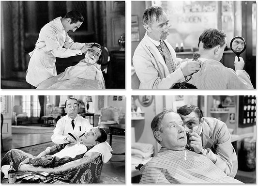 PICSonPAPER Poster 4er-Set Vintage Barbershop, ungerahmt DIN A4 oder DIN A3, Dekoration für Ihren Barber-Shop, Friseur, Rasur, Kunstdruck, Wandbild