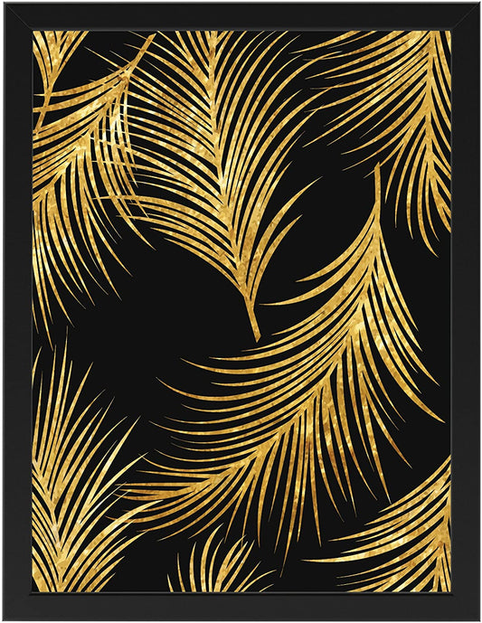 PICSonPAPER Poster Golden Leafs, schwarz gerahmt 30 cm x 40 cm, Dekoration, Kunstdruck, Wandbild, Fineartprint, Wandposter, Poster mit Rahmen