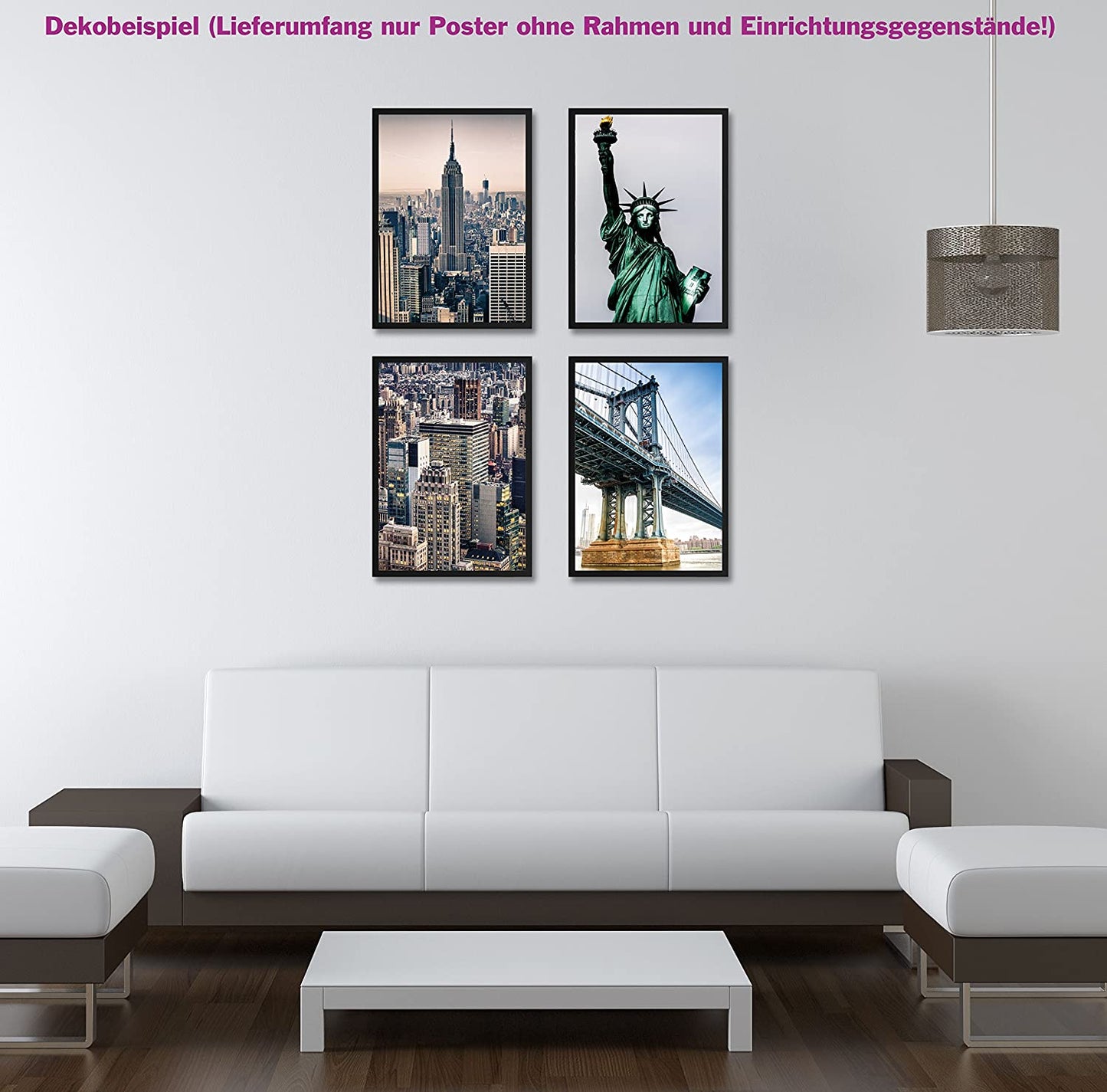 PICSonPAPER Poster 4-Set New York 1", ungerahmt DIN A4, Dekoration fürs Wohnzimmer oder Büro, Dekoposter, Kunstdruck, Geschenk