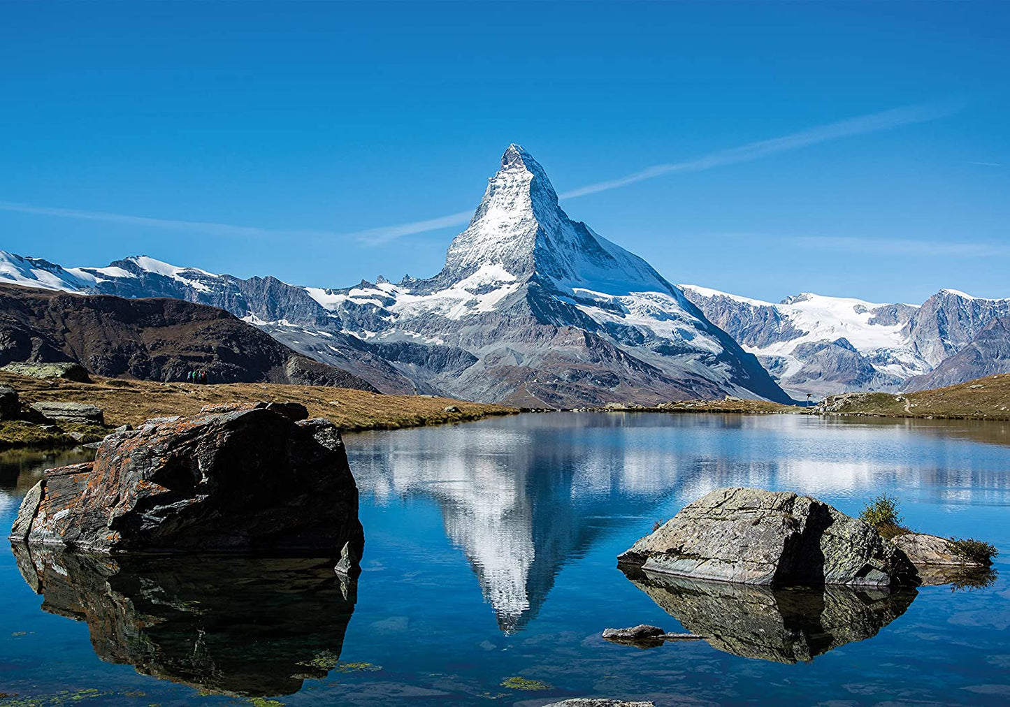 PICSonPAPER Poster Matterhorn Schweiz, 100 cm breit x 70 cm hoch, Berge, Alpen, Bergsteigen, See, Natur