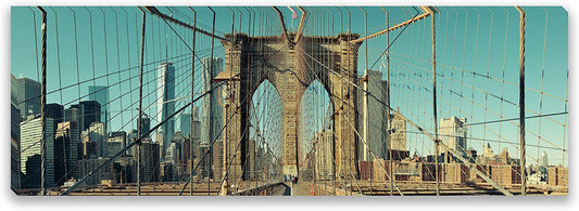 PICSonPAPER Leinwandbild Panorama Brooklyn Bridge, 90 cm x 30 cm, Dekoration, Kunstdruck, Wandbild, Geschenk, Leinwand New York, USA (Brooklyn Bridge)
