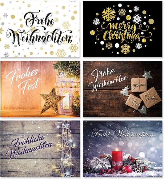 24 Weihnachts-Postkarten (6 Motive, jeweils 4 Postkarten), Weihnachtskarten, Weihnachtspostkarten