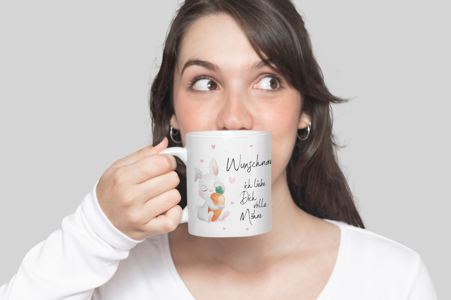 Tasse personalisiert mit Namen, Wunschname ich liebe dich volle Möhre, Ostergeschenk für Männer und Frauen